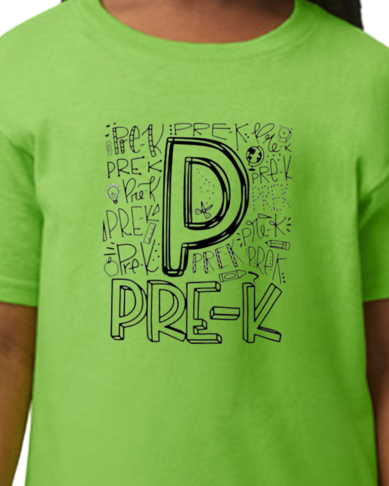 PRE K - T-shirt design 1 - cotton/Poly - back to school collection