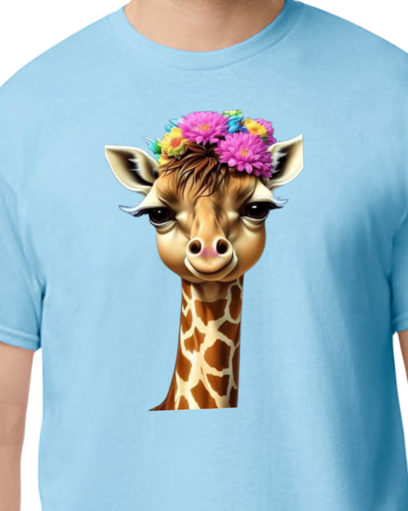 Flowers and Giraffe T-shirt