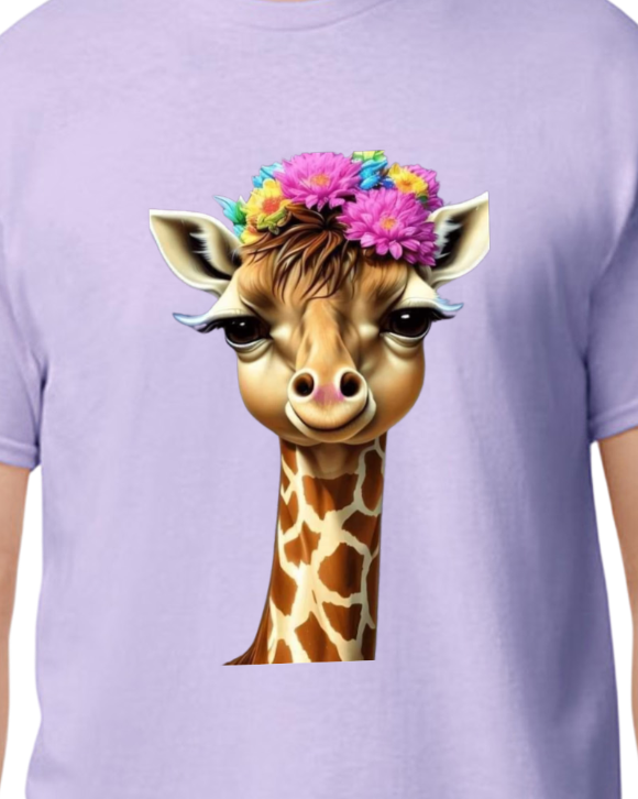 Flowers and Giraffe T-shirt