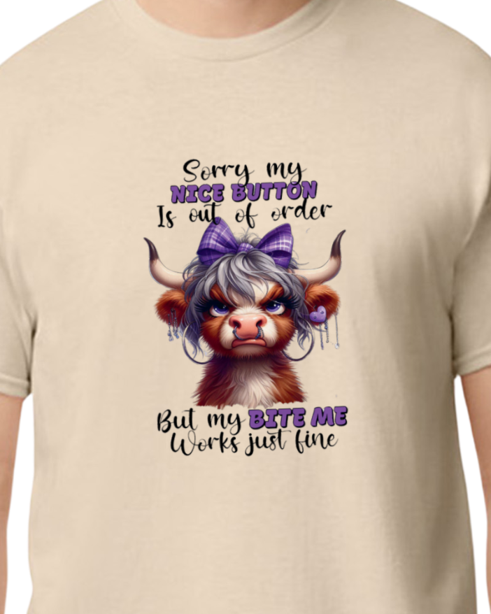 Sorry My nice button is out of order but my BITE ME works just fine T-shirt - 50/50 Blend