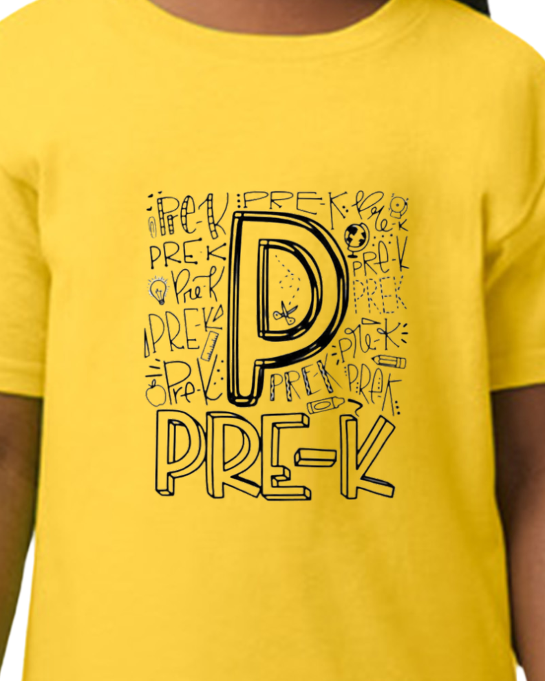 PRE K - T-shirt design 1 - cotton/Poly - back to school collection