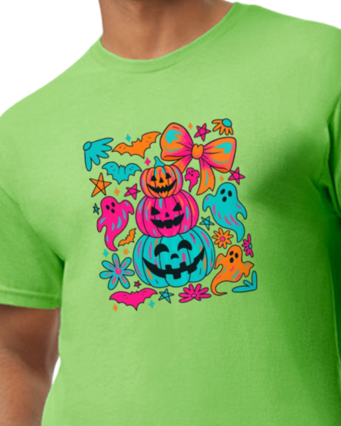 Neon Pumpkins T-shirt - Great for any occasion!