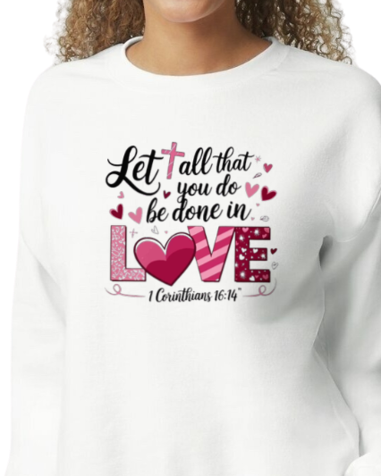 Let all that you do be done in Love - available in sweatshirt and t-shirt