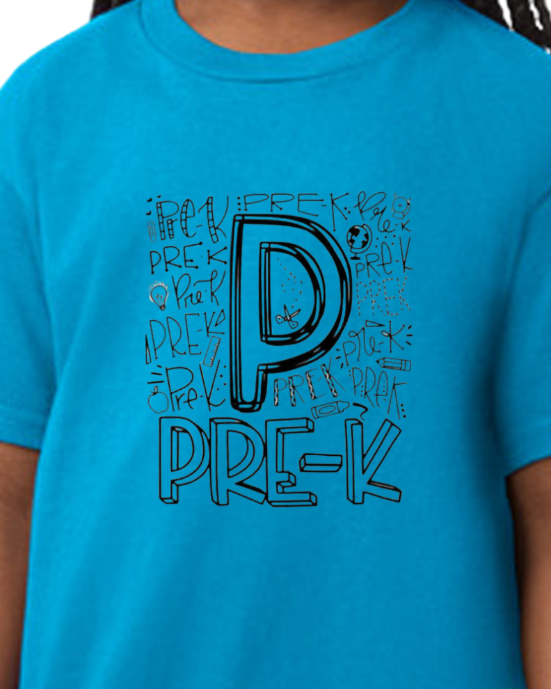 PRE K - T-shirt design 1 - cotton/Poly - back to school collection