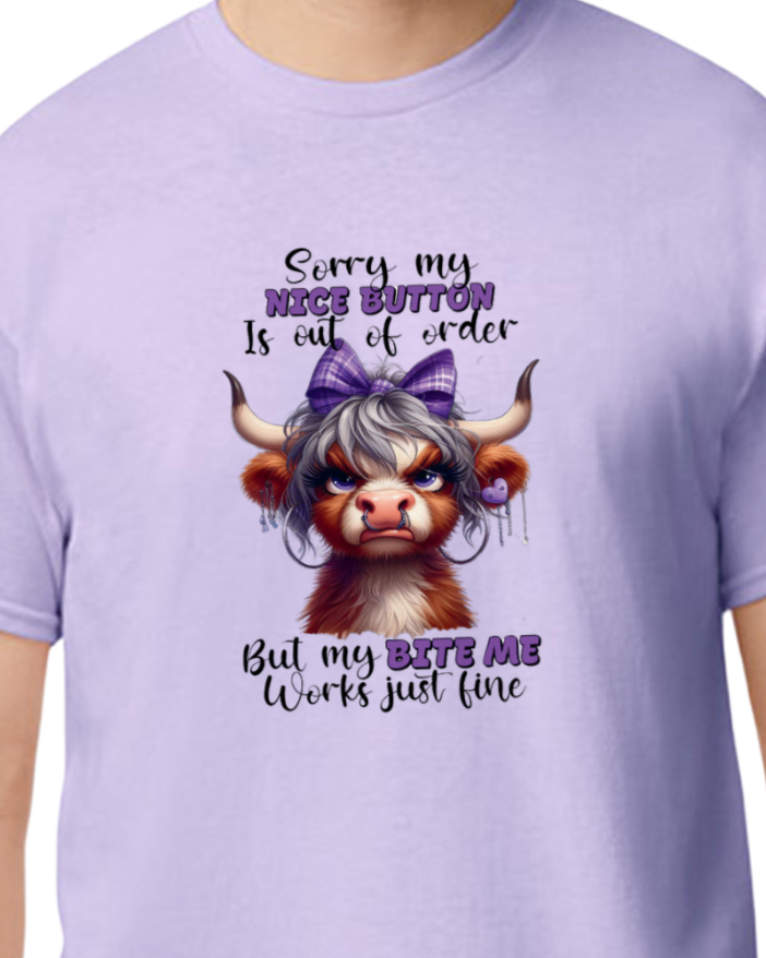 Sorry My nice button is out of order but my BITE ME works just fine T-shirt - 50/50 Blend
